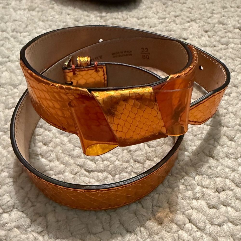 Burberry Prosum Metallic Orange Python Embossed L… - image 1